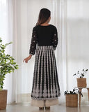 Anni Designer Women'S Georgette Chikankari Embroidered Anarkali Kurti (Kari Black-Kbv_Xl_Black_X-Large),Black,XL,Georgette,Anarkali,