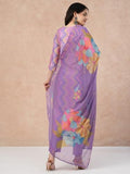 Anni Designer Women'S Rayon Blend Straight Printed Kurta With Pant & Dupatta (Zaggu Purple-Nw_L_Purple_Large),Purple,L,Rayon Blend,Regular,