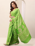 Libas Womens Printed Cotton Saree With Blouse Piece Light Green One Size
