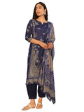 Libas Women'S Silk Blend Floral Kurta Set (400316 Blue