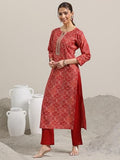 Libas Women'S Viscose Rayon Kurta Set (400269I Red 2Xl