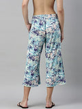 Enamor Essentials Women's Slim Fit Mid Rise Crop Length Soft & Drapey Stretch Viscose Culottes with Smart Side Slits - EA64(EA64-Bali Pixel Aop-M),Bali Pixel Aop