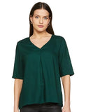 FYLTR Women's Regular Fit Blouse (FYLAW23WB-001_Emerald Green,Emerald Green