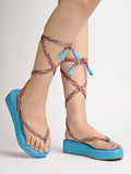 Shoetopia Women'S Flat Sandal,Blue,5,B0CMXQD3TP