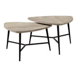 Monarch Specialties I 7939P Table Set, 2pcs Set, Coffee, End, Side, Accent, Living Room, Metal, Laminate, Beige, Black, Contempo