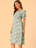 Toplot Dresses For Women Knee Length With Floral Print(Dress-5107-Grey-L),Grey,,B0C4DHZN69