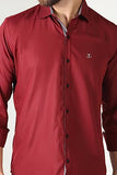 Toplot Men'S Solid Slim Fit Cotton Blend Casual Shirt With Spread Collar & Full Sleeves (Plain-Shirt-5112-Maroon-L),Maroon,,B0C65XVWW1