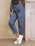 Kotty Women'S Jean Slim Fit High-Rise Light Fade Stretchable Cargo Cargo Jeans(Blue,32)