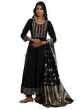 Libas Black Viscose Rayon Yoke Design Kurta Sets For Women