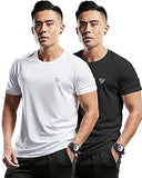 Eyebogler Mens Round Neck Half Sleeve Solid Dry Fit Tshirt Pack Of 2,White::BlackApparel,2XL