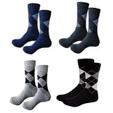 Pinkit MenS Diamond Cut Crew Length Cotton Socks (Pack Of 4 Pairs, MultiColor)