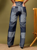 Kotty Women'S Checkered Pure Cotton Wide Leg Jeans(Blue,32)