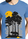 Adro Mens Sun Printed Cotton T-Shirt (Rn22-1-Sun-Sk_Skyblue_S)