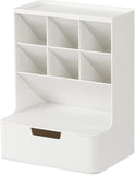 KINZILLA MultiLayered Pen Holder with Drawer Cosmetics Lipstick Storage Box Marker Pen Storage Box (White)