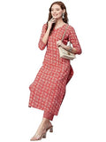Anni Designer Women'S Cotton Blend Printed Straight Kurta With Pant (Giri Orange_M_Orange_Medium),Orange,M