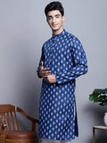 Jompers Men'S Cotton Floral Printed Kurtas (Navy, Xxl)