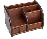 Brajin Polished MultiFunctional Wooden Desk Organiser, Pen Stand/Pencil Stand with Drawer, Stationery Stand for Office and Stud