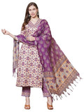 Anni Designer Women'S Rayon Blend Straight Printed Kurta With Pant & Dupatta (Madhu Yellow-Vks02_S_Yellow_Small),Yellow,S