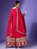 Wedani Faux Georgette Embroidered Anarkali Dress For Women (In Alpha Xl Regular Pink),PINK,XL,,,