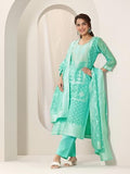 Libas Women'S Chanderi Silk Kurta Sets (99214_Turquoise Blue_Xl)