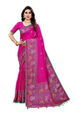 Gosriki Womens Jute Silk Printed Saree With Blouse(Shaniya-Pink_Go),Pink,,B0977DDMKD
