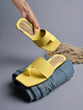 Shoetopia Womens Flat-103 Yellow Flat Sandal /Eu42,Yellow,9,B0DKFXYJSD