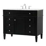 Elegant Decor Park Avenue 42 Metal Mdf Marble Single Bathroom Vanity In Black
