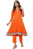Gosriki Women'S Rayon Viscose Anarkali Printed Kurta With Pant (Karidos Orange-Vks09-Gs_L_Orange_Large),Orange,,B0F8ZSBZQ2
