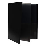 JAM PAPER Heavy Duty Plastic Multi Pocket Folders 6 Pocket Organizer Black 2/Pack