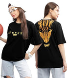 Kyda Women'S 100% Pure Cotton Oversized Drop Shoulder Premium Front & Back Printed T-Shirt For Summer,Black1Apparel,M