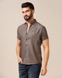 Toplot Men'S Regular Fit Solid Casual Shirt With Pocket Design With Spread Collar & Half Sleeves (Half-Pocket-5179-Grey-Xxl),Grey,2,B0CYGVY6J6