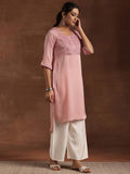 Libas Women'S Polyester Yoke Design Straight Kurta (29206 Peach Peach 2Xl