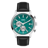 Timex Analog Watch For Man With Green Round Dial & Black Leather Strap Band Water Resistant Men'S Wrist Watches - Tweg17611