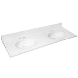 61-Inch Cultured Marble Vanity Top with Two Sinks and Backsplash, Improved Packaging, Solid White - Design House, 597393