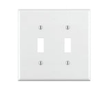 Leviton 2-Gang Toggle Wallplate, Thermoplastic Nylon, 80709-W, White