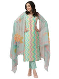 Anni Designer Women'S Rayon Blend Straight Printed Kurta With Pant & Dupatta (Zaggu Pista_Xl_Pista_X-Large),Pista,XL