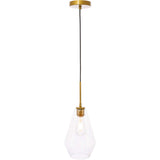 Living District Gene 1-Light Metal Pendant In Brass And Clear Glass