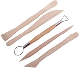 HIKIN SUPERMARKET 5 Pcs Pottery Tool Kit Ceramic Pottery & Clay Ribbon Wood Modeling Tools Kit Polymer Clay Sculpting Tools Se