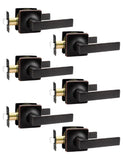Mengico 6 Pack Interior Passage Door Lever,Oil Rubbed Bronze Left or Right Handing for Closet and Hallway Doors,Square Heavy Dut
