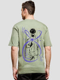 ADRO Oversize T Shirt for Men | Drop Shoulder Cotton T Shirt | Anime Oversize T-Shirt | Luffy T Shirt Gear 5| Trendy Front and Back Printed T Shirt|OVR24-L1-ANI-OL-L Olive,Olive