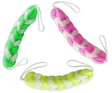 ELECSA 3 Pack Multicolored Synthetic Mesh, LongHandled, Exfoliating Bath Sponge,Brush