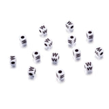 240pcs Opaque Acrylic Letter W Cube Beads White Plastic Alphabet Loose Spacer Square Beads 4-5mm for DIY Name Bracelet Necklace