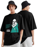 Eyebogler Oversized T Shirts For Men Cotton Blend Panda Printed Round Neck Half Sleeves Casual Loose Baggy Tees Drop Shoulder Black Black Tshirt For Men,BlackApparel,XL