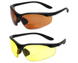 Calabria 91348 2 Pack Bulk Bifocal Safety Glasses +2.00 Copper/Yellow Men Women Wraparound Eye Protection Protective Eyewear