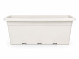 Bonkaso 17 Inch Rectangular Planter With Drainage Tray, Set Of 2 | Uv Resistant Plastic Flower Pot For Balcony Railing, Window S