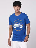 Adro Men'S Royal Bike Design Printed 100% Cotton T-Shirt - Regular Fit, Printed T-Shirts For Men (Rn24-Ryl-Rb_Royal Blue_L)