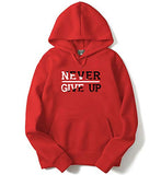 Adro Never Give Up Design Printed Hoodies/Sweatshirts For Men & Women (H20-M-Ngu-Rd_Red_L)