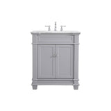 Elegant Decor Wesley 30 Steel And Solid Wood Single Bathroom Vanity Set In Gray