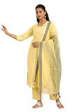Libas Women'S Cotton Blend Kurta Sets (400566_Yellow_L)