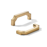 khtumeware 2-Pack 3 Inch Square Brushed Brass Cabinet Pulls, Solid Satin Brass Zinc Alloy Heavy-Duty Handles for Kitchen/Bathroo